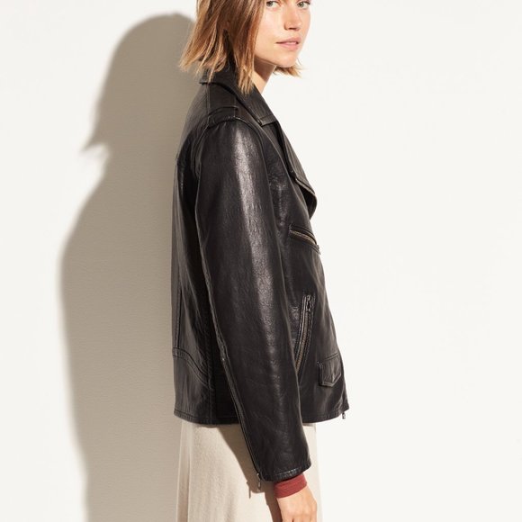 Vince Jackets & Blazers - Vince Women's Leather Black Moto Jacket